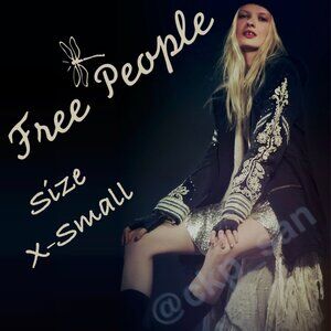 Free People Embellished Military Jacket Golden Quills Military Parka Sz XS